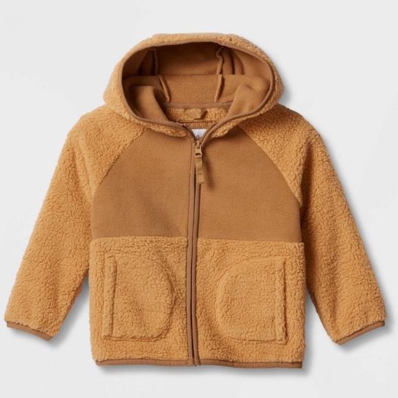 Cat & Jack Other - CAT & JACK · TODDLER BOYS' TAN TEDDY FULL ZIP HOODED FLEECE JACKET - 2T